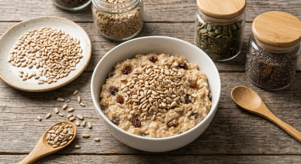 porridge-garnished-with-sunflower-seeds